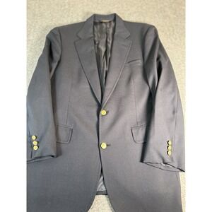 Lauren Ralph Lauren Suit‎ Coat Blazer Mens 40L Navy Blue Gold Buttons